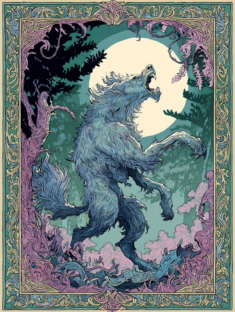 Vukodlak Moon-Cursed, Spirit card art, MORANA: The Open Grave