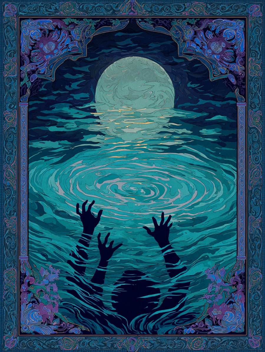 Drowning Pull, Charm card art, MORANA: The Open Grave