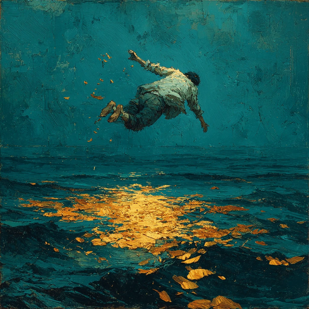 Icarus falling, wings scattering, from the HYBRIS set