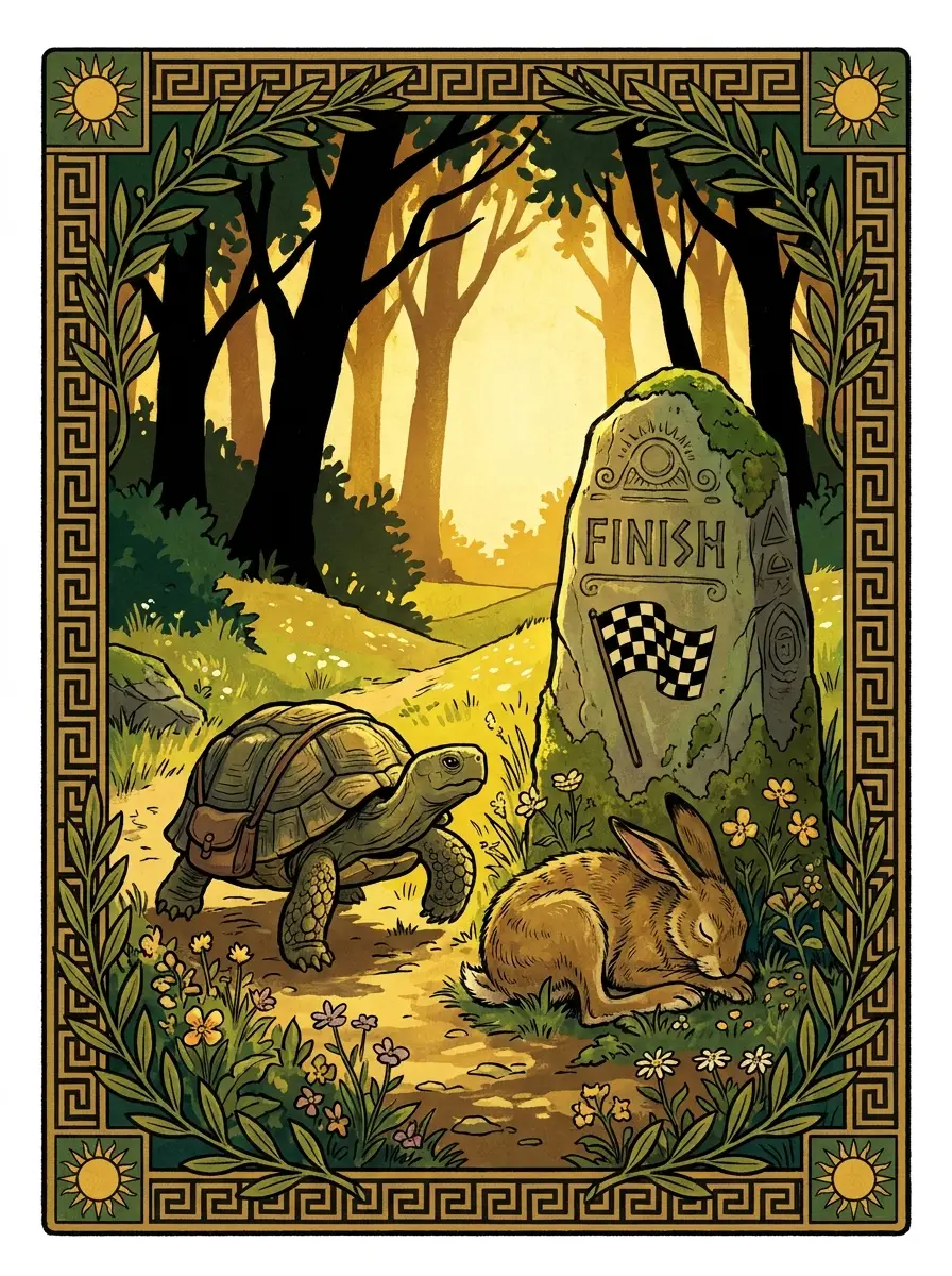 Concept card: the Tortoise and the Hare, from Aesop's fables