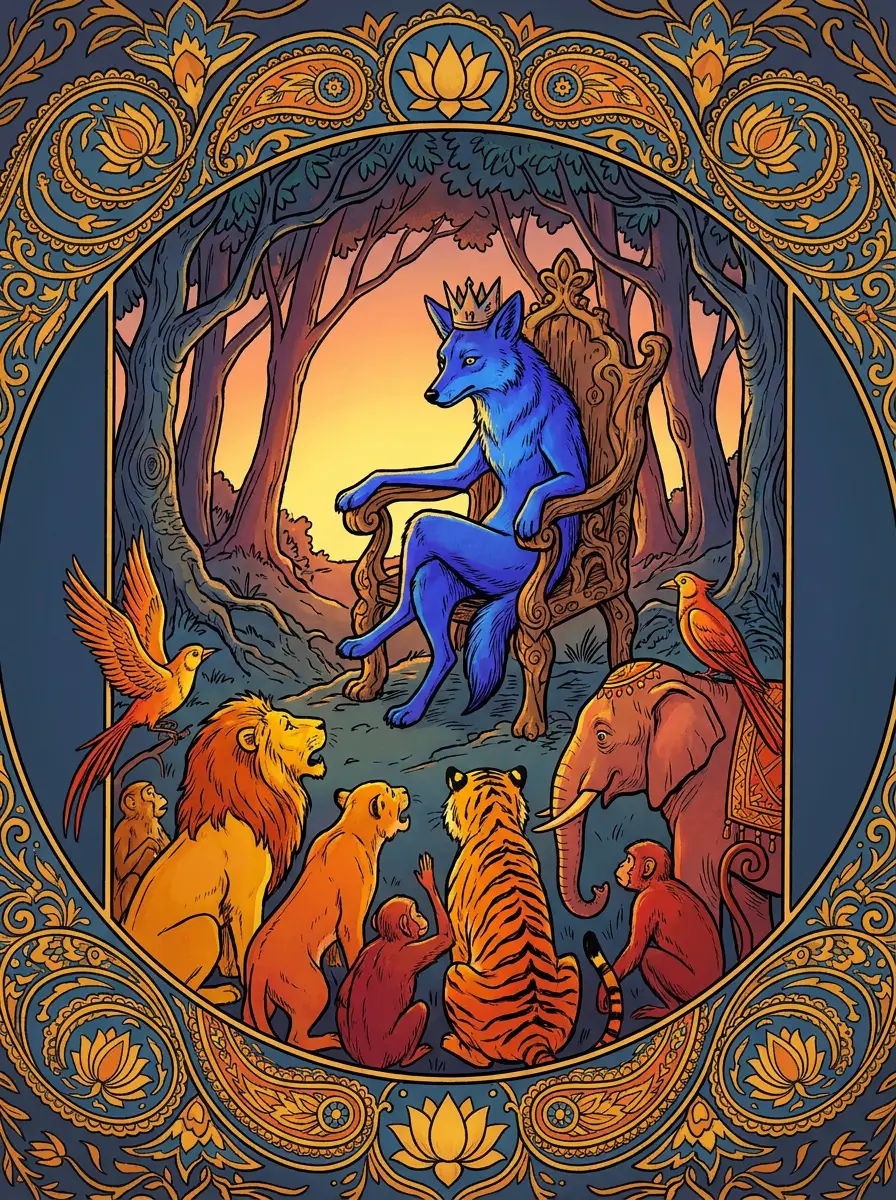 Concept card: the Blue Jackal, from the Panchatantra