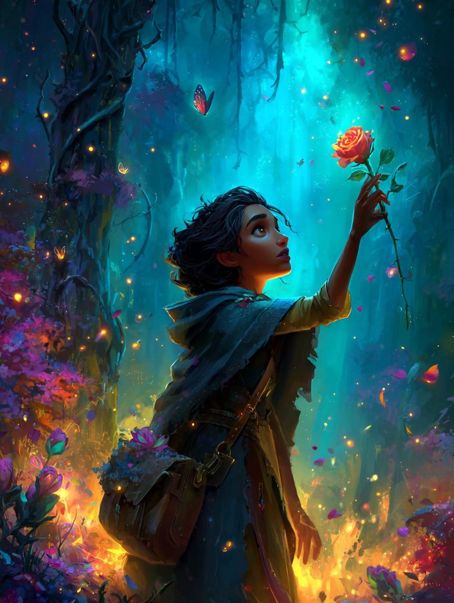 Beauty, the Merchant's Daughter, Spirit card art, The Old Tales, MORANA: The Open Grave