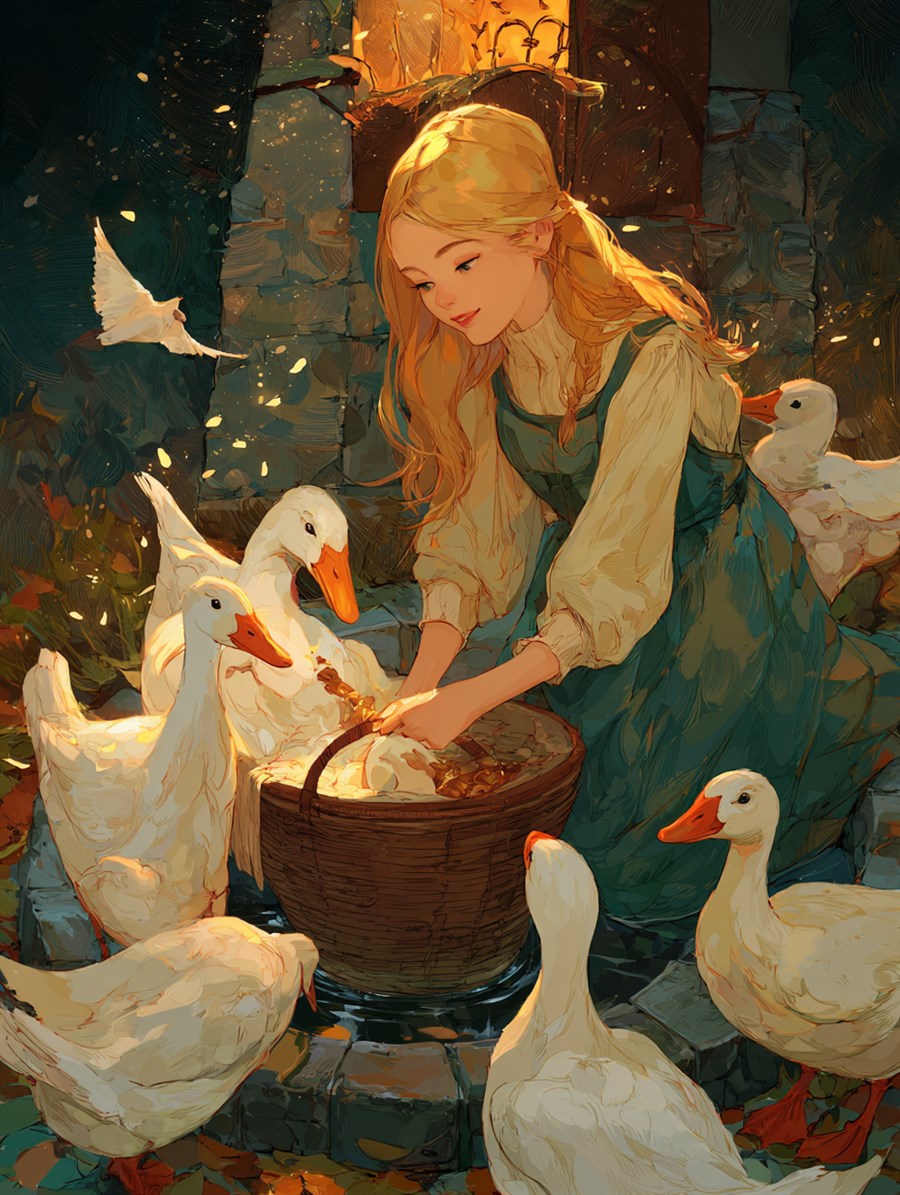 The Goose Girl, Spirit card art, The Old Tales, MORANA: The Open Grave