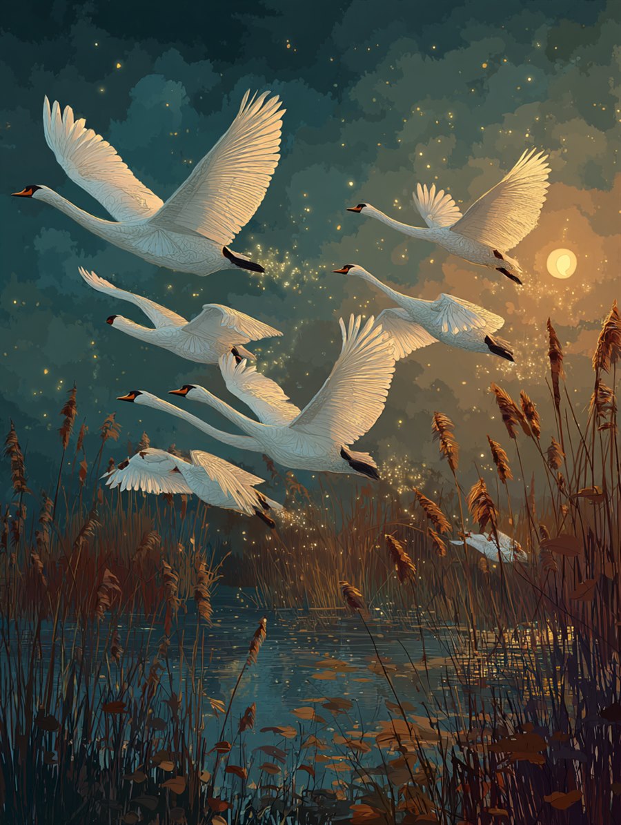 The Swan Brothers, Spirit card art, The Old Tales, MORANA: The Open Grave