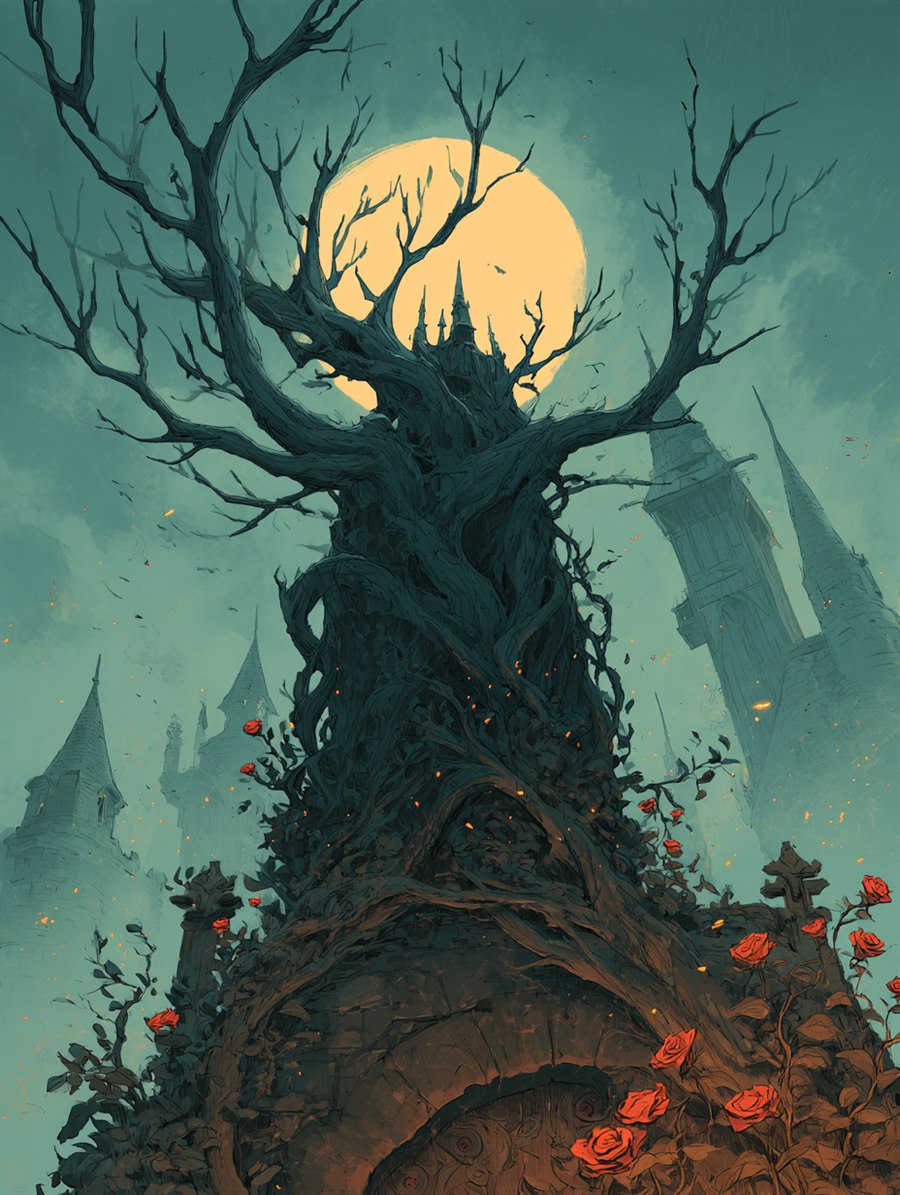 The Hedge of Thorns, Charm card art, The Old Tales, MORANA: The Open Grave