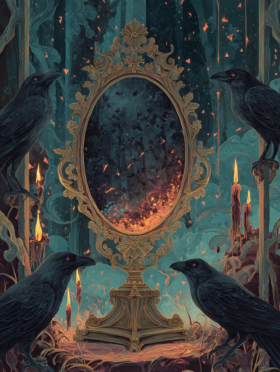 The Truthful Mirror, Spirit card art, The Old Tales, MORANA: The Open Grave