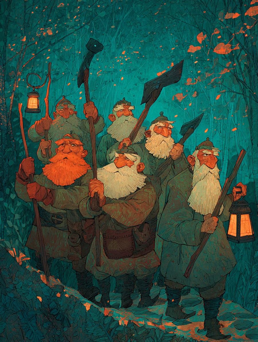 Seven Dwarfs of the Cottage, Spirit card art, The Old Tales, MORANA: The Open Grave