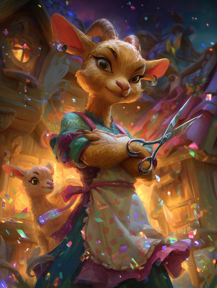 Mother Goat, Scissors-Steady, Spirit card art, The Old Tales, MORANA: The Open Grave