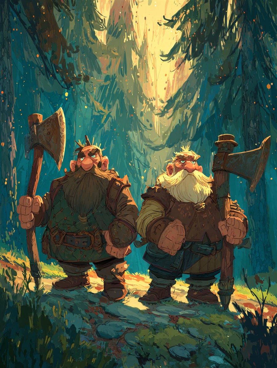 Woodcutters on the Path, Spirit card art, The Old Tales, MORANA: The Open Grave