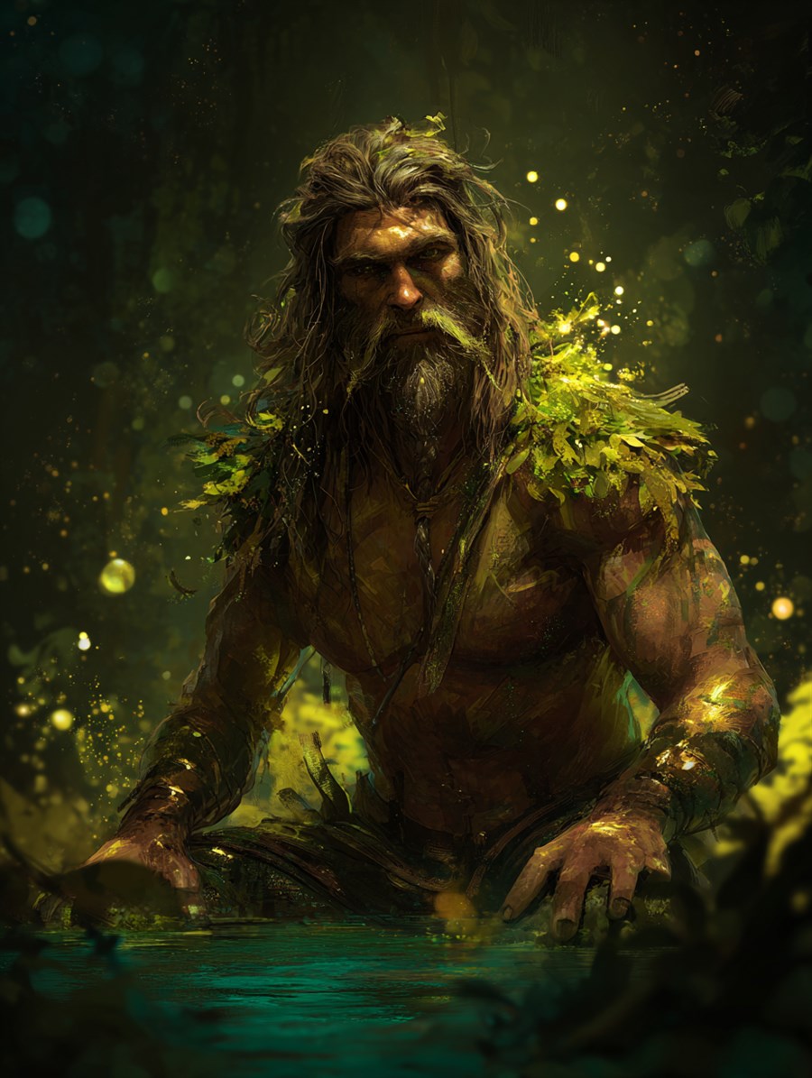 Iron Hans of the Green Pool, Spirit card art, The Old Tales, MORANA: The Open Grave