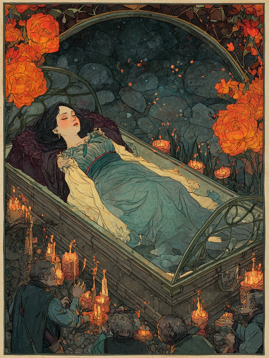 The Glass Coffin, Charm card art, The Old Tales, MORANA: The Open Grave