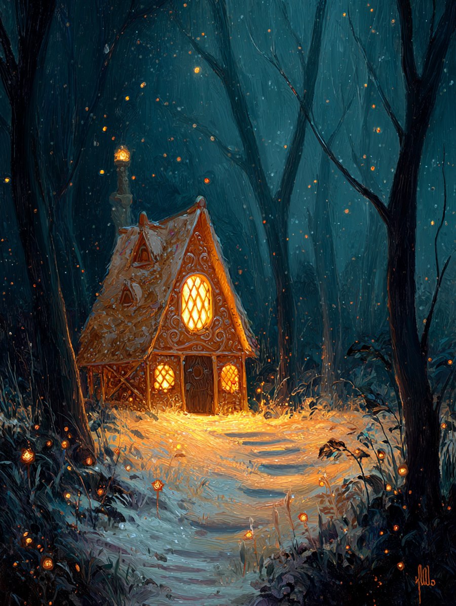 The Cottage Lamplight, Charm card art, The Old Tales, MORANA: The Open Grave