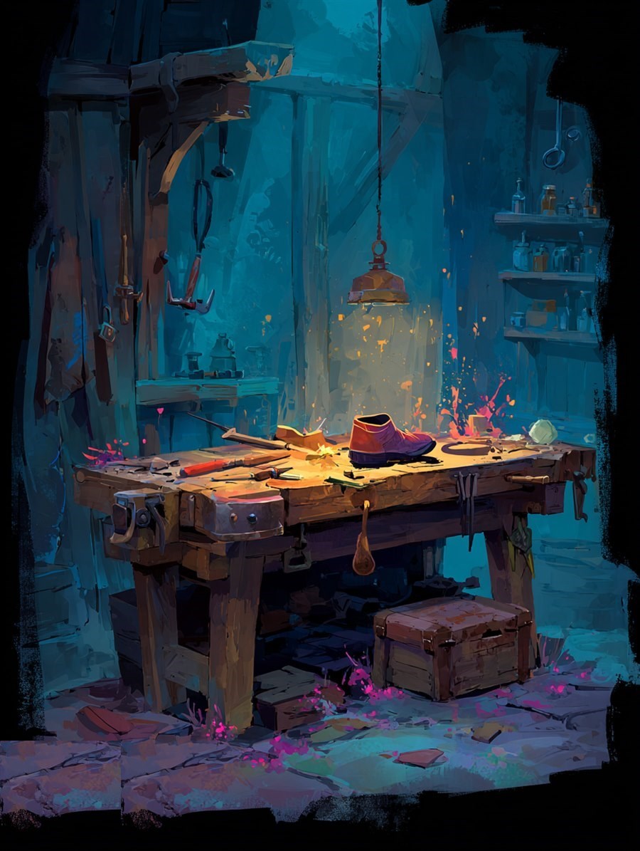 The Shoemaker's Bench, Site card art, The Old Tales, MORANA: The Open Grave