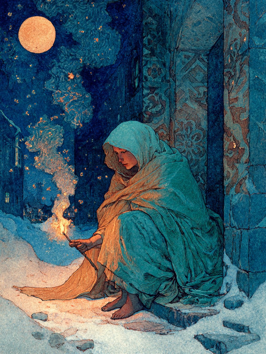 The Little Match Girl, Spirit card art, The Old Tales, MORANA: The Open Grave