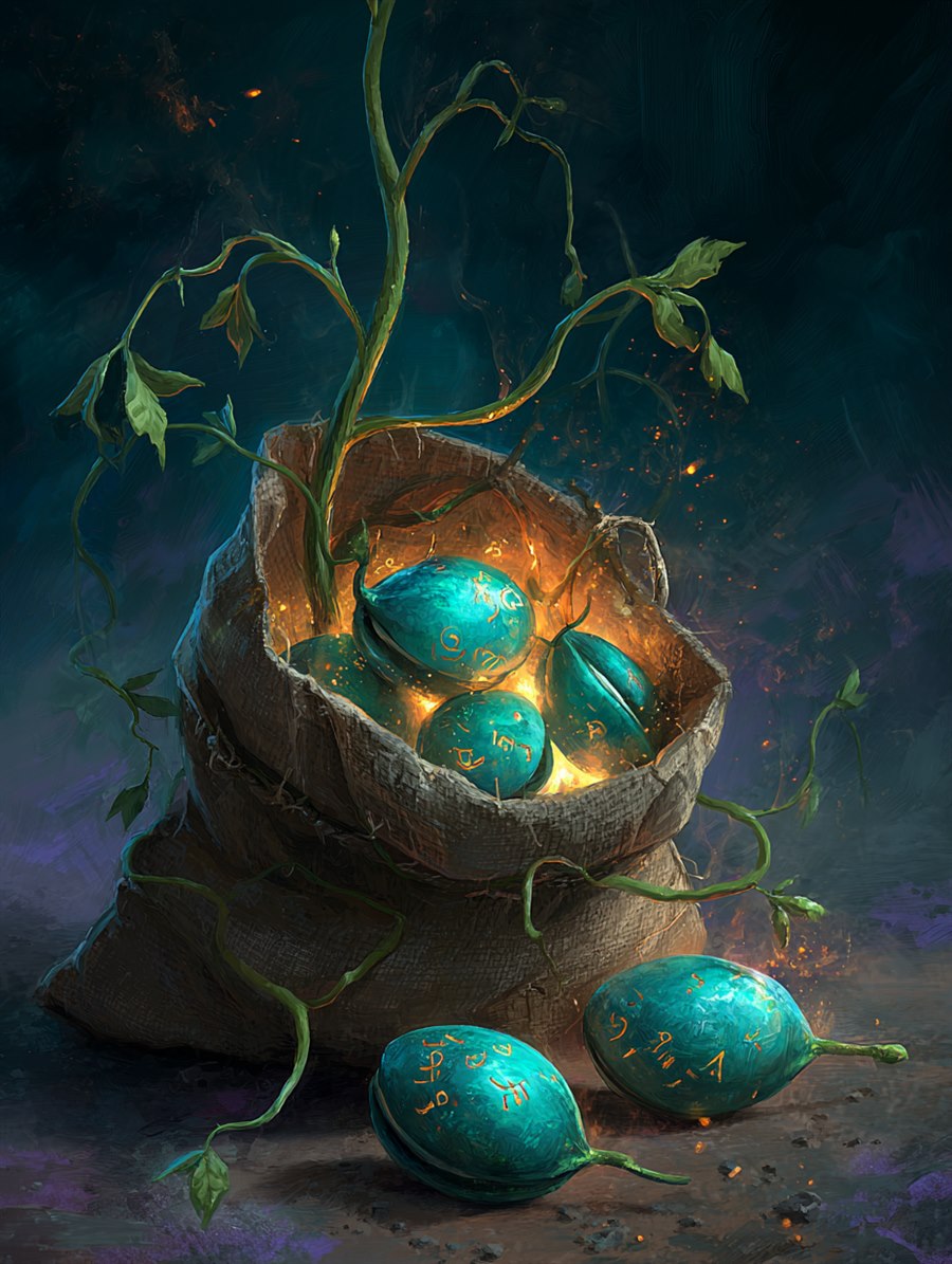Magic Beans, Charm card art, The Old Tales, MORANA: The Open Grave